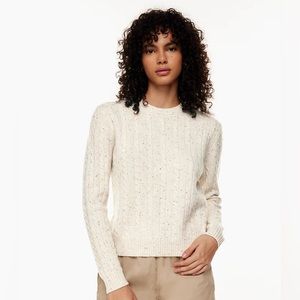 Aritzia Cream Cable-Knit Crewneck Sweater